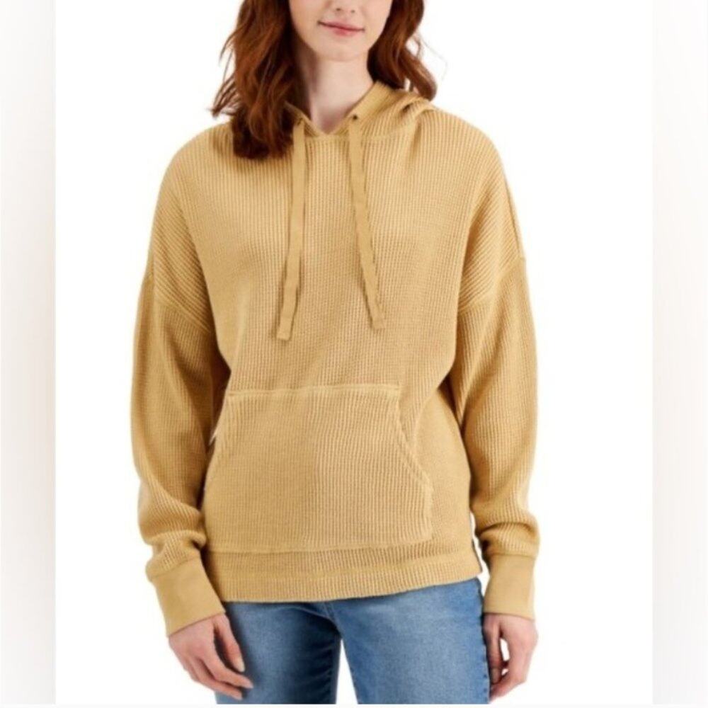 Style & Co Waffle Knit Hooded Top
